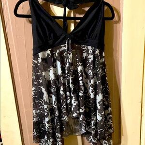 Black and White Halter bathing suit or chilling by the pool Top